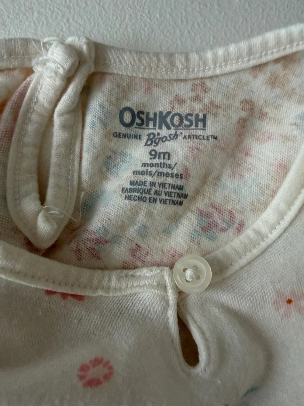 OshKosh B'gosh - Cream Floral Long-Sleeve One-Piece
